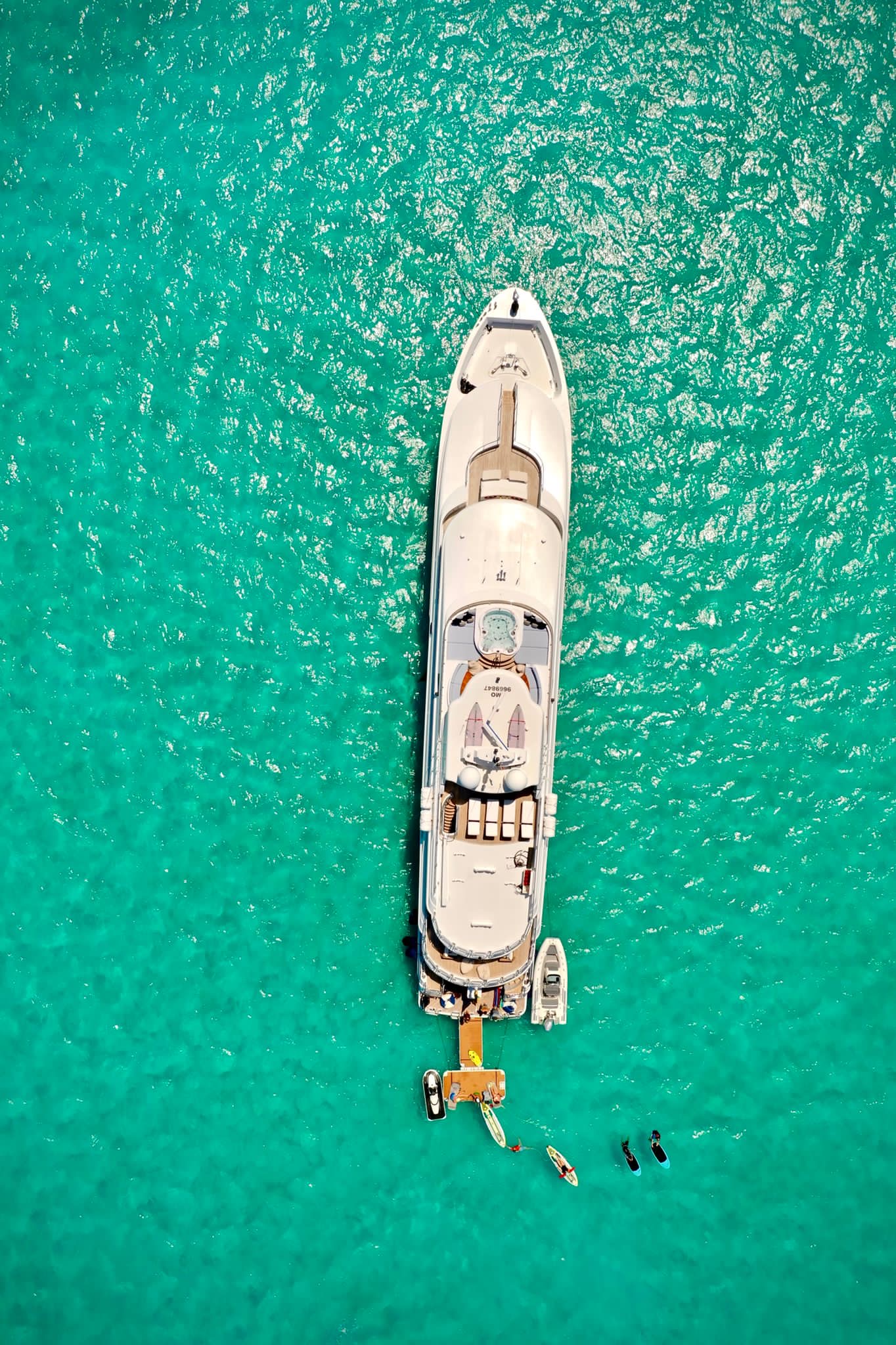 Aerial turquoise water